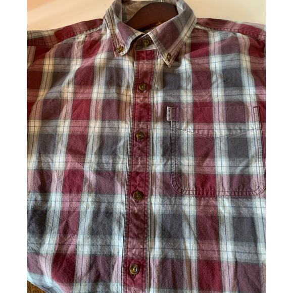 Carhartt plaid button up men's medium red and gray sz med - Picture 10 of 10